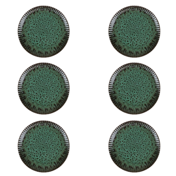 LUBIANA STONEWARE COSMOS ZIELONY / 6x Talerz deserowy 20,5 cm / odcień zieleni
