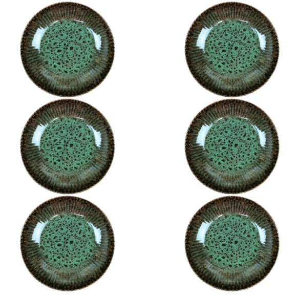 LUBIANA STONEWARE COSMOS ZIELONY / 6x Talerz głęboki 22 cm / odcień zieleni