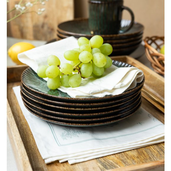 LUBIANA STONEWARE JADE ZIELONY / 12x Talerz głęboki 22 cm / odcień zieleni