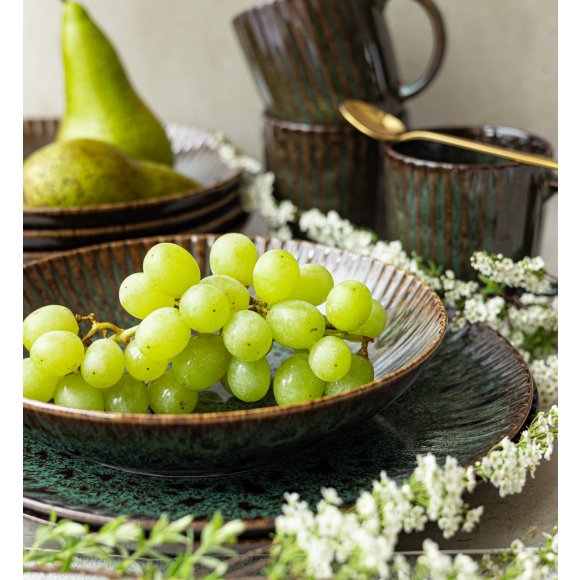 LUBIANA STONEWARE JADE ZIELONY / 12x Talerz głęboki 22 cm / odcień zieleni