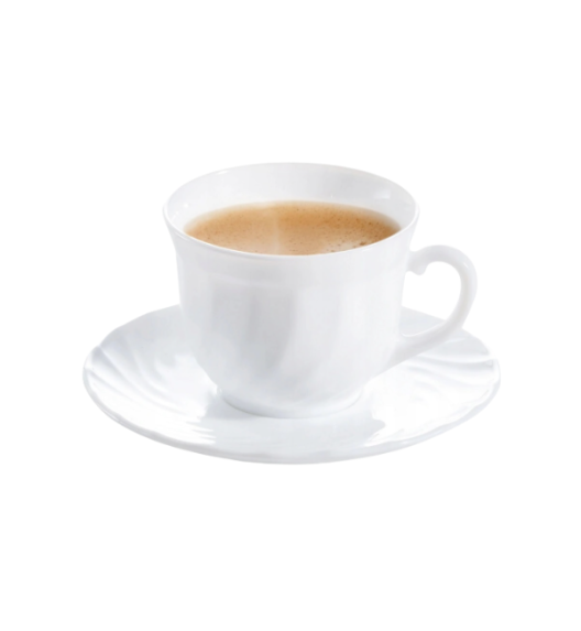 LUMINARC TRIANON Komplet 12 filiżanek 220 ml ze spodkami 14 cm| biały | szkło hartowane 