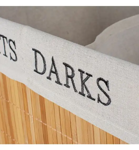 TADAR Kosz na pranie XXL duży / dwie komory / bambusowy