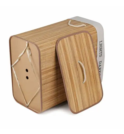 TADAR Kosz na pranie XXL duży / dwie komory / bambusowy