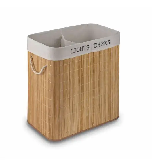 TADAR Kosz na pranie XXL duży / dwie komory / bambusowy