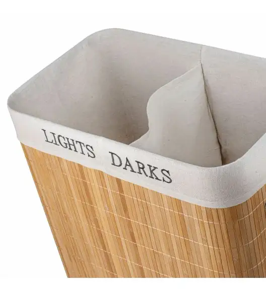 TADAR Kosz na pranie XXL duży / dwie komory / bambusowy