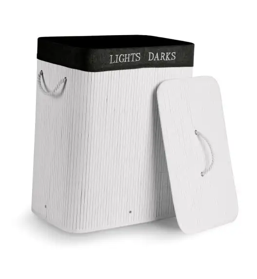 TADAR KOSZ BAMBUSOWY 2 KOMORY BIAŁY 105L 52X32X63CM