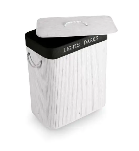 TADAR KOSZ BAMBUSOWY 2 KOMORY BIAŁY 105L 52X32X63CM