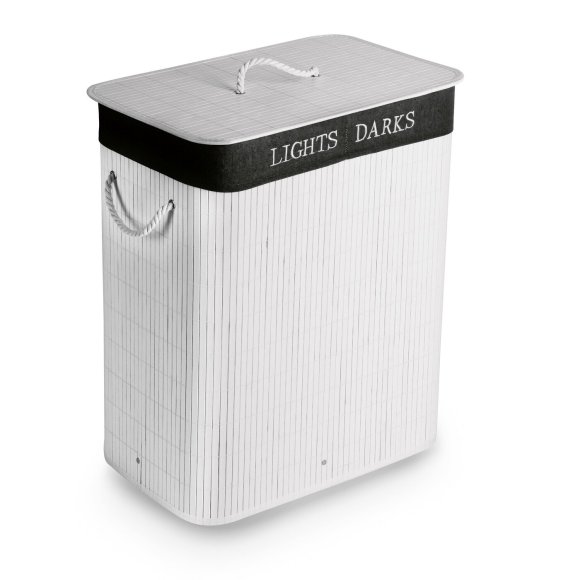 TADAR KOSZ BAMBUSOWY 2 KOMORY BIAŁY 105L 52X32X63CM