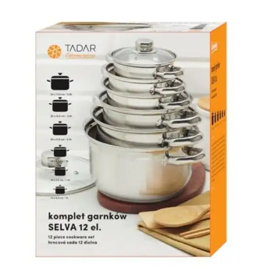TADAR KPL.GARNKÓW SELVA 12ELEM. INDUKCJA (G:14,16,18,20,22,24CM) SATYNA