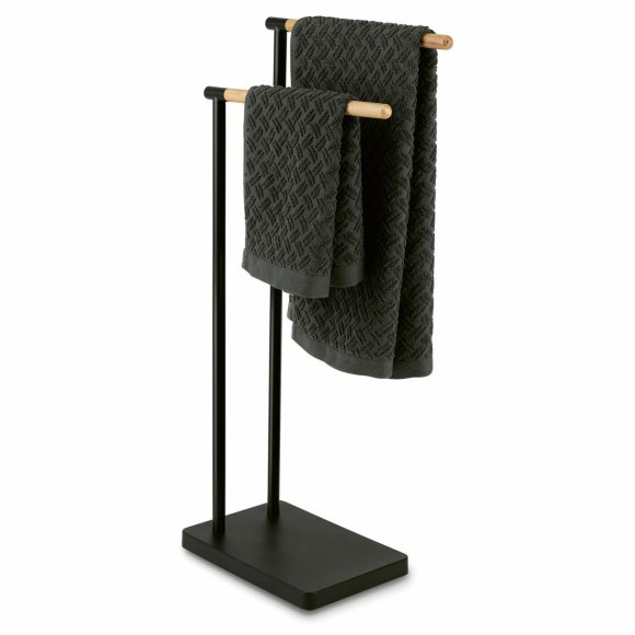 TADAR WIESZAK NA RĘCZNIKI ŁAZIENKOWE PODWÓJNY WOOD CZARNY 37X20,5X79,5CM