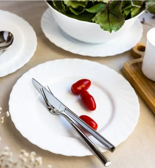 LUMINARC TRIANON 6 szt - Talerz obiadowy 24,5 cm / biały / szkło hartowane