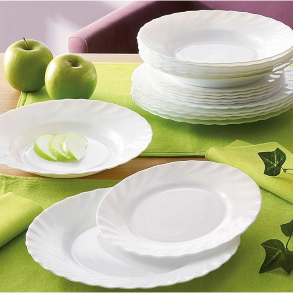 LUMINARC TRIANON Komplet obiadowo - kawowy 108 el dla 18 os / szkło hartowane 