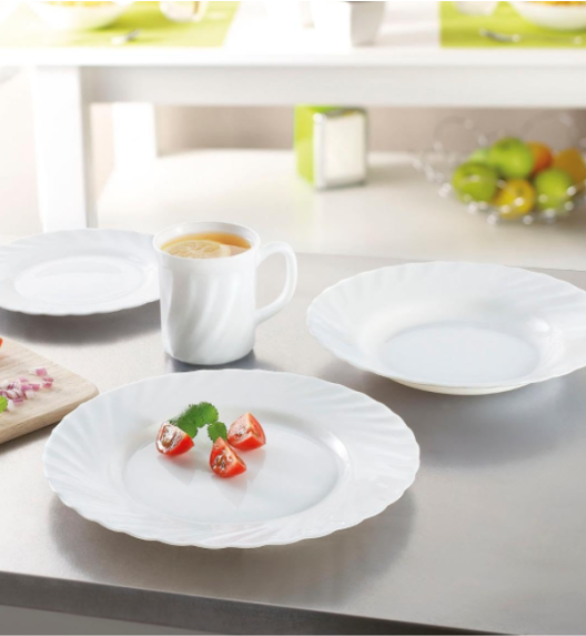 LUMINARC TRIANON Komplet obiadowo - kawowy 144 el dla 24 os / szkło hartowane 