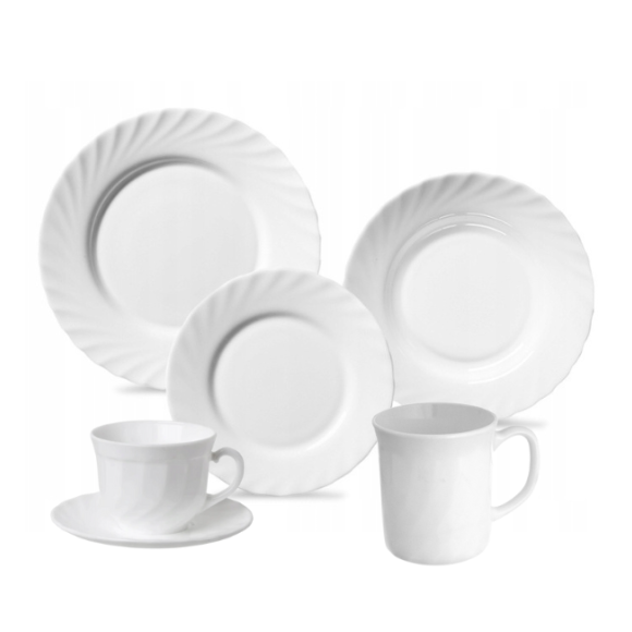 LUMINARC TRIANON Komplet obiadowo - kawowy 144 el dla 24 os / szkło hartowane 