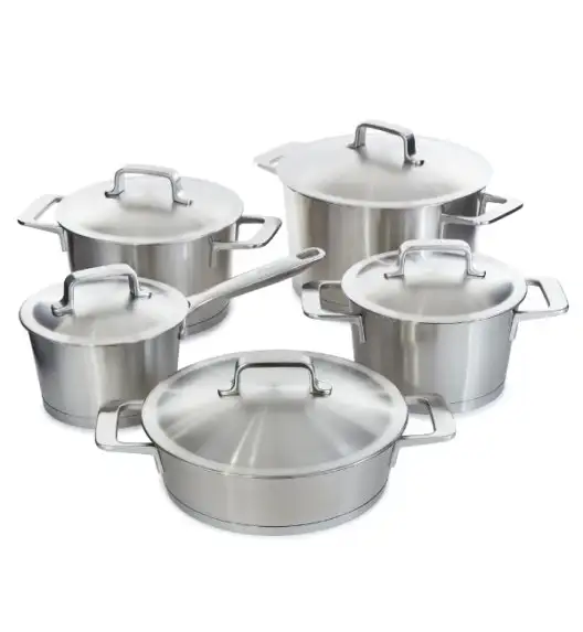 BERGHOFF META Zestaw garnków 10-el.: Rondel z pokrywką 16 cm, Garnki z pokrywką 18, 20, 24 cm, Patelnia głęboka z pokrywką 24 cm