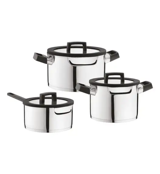 BERGHOFF UQONIC DOWNDRAFT Zestaw garnków 6-el.: Rondel z pokrywką 20 cm, Garnki z pokrywką 20, 24 cm