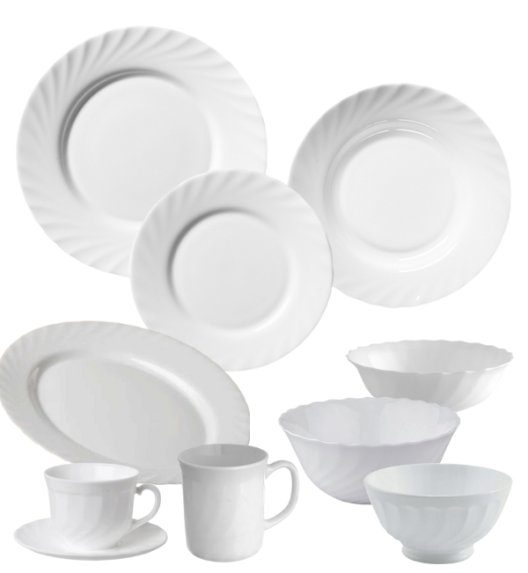 LUMINARC TRIANON Komplet obiadowo - kawowy 148 el dla 24 os / szkło hartowane 