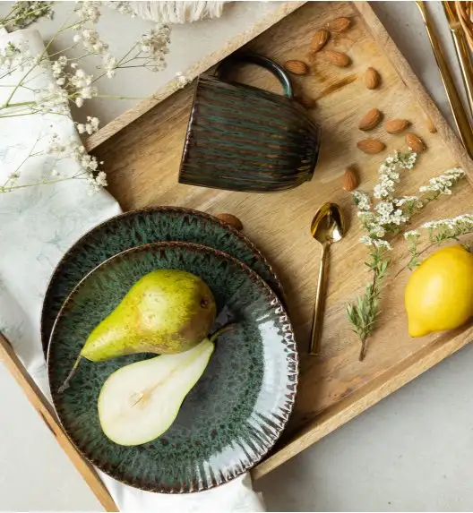 LUBIANA STONEWARE COSMOS ZIELONY | Serwis obiadowy 96 elementów dla 24 osób | odcienie zieleni | ceramika