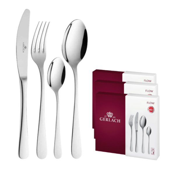 GERLACH FLOW Sztućce Komplet 72 el pudełko / 18 osób / połysk