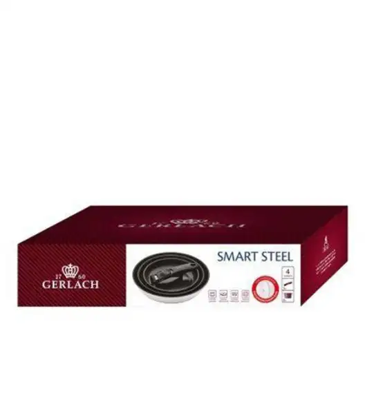 GERLACH SMART STEEL 996 Patelnie Smart Steel 20, 24, 28 cm + pokrywka PSU 24/26/28 