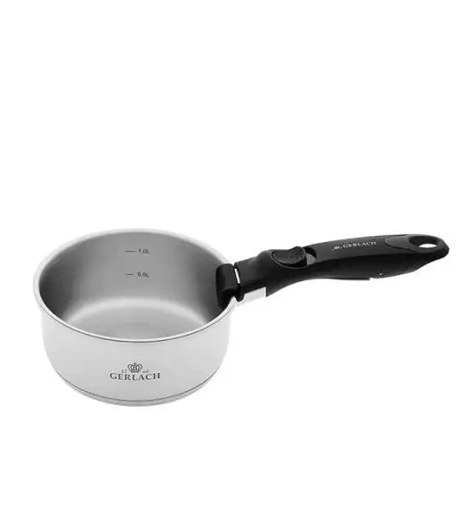 GERLACH SMART STEEL 996 Komplet 3 garnków 16/18/20 cm z odpinaną rączką + patelnie Smart  Steel 20, 24, 28 cm + Pokrywki silikonowe M+D