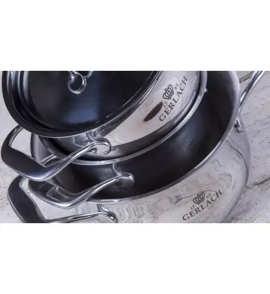 GERLACH Sendo Komplet garnki z pokrywkami 11 el  + Patelnia Smart Steel 20, 24, 28 cm 