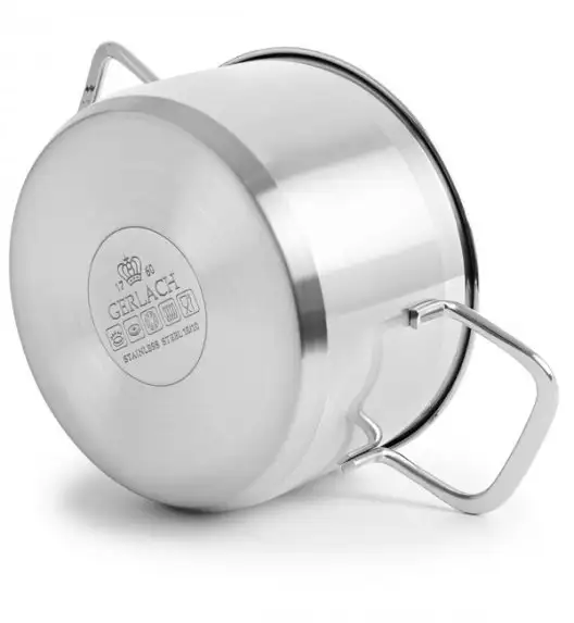 GERLACH BRAVA Komplet Garnki z pokrywkami 8 el / Stal nierdzewna / INDUKCJA + Patelnie Smart Steel 20, 24, 28 cm + pokrywka silikonowa 24/26/28 cm