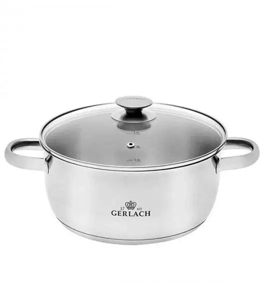 GERLACH FIRST Komplet Garnki z pokrywkami 10 el / stal nierdzewna / indukcja+ Szybkowar Gerlach First 6 l 