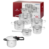 GERLACH AMBIENTE Komplet Garnki z pokrywkami 10 el / stal nierdzewna / indukcja + szybkowar First 6 l z pokrywką 22 cm