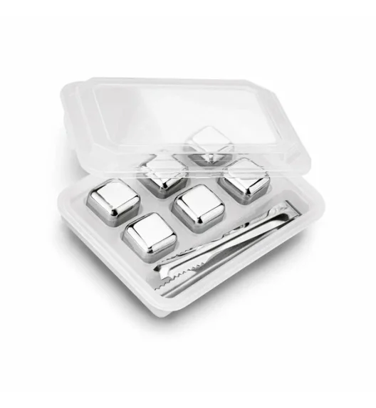 TADAR | STALOWE KOSTKI DO DRINKÓW 6SZT. + SZCZYPCE