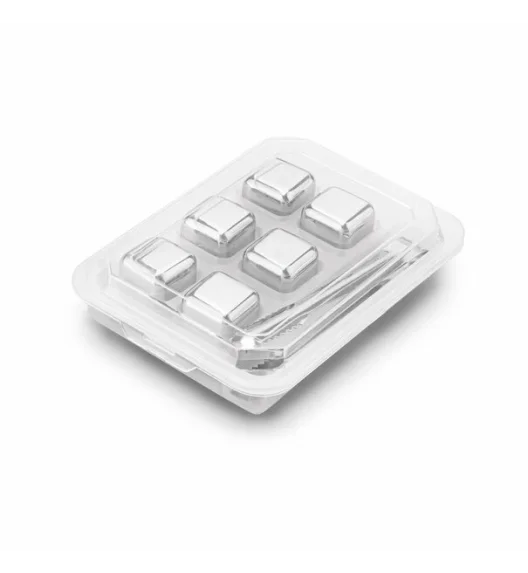 TADAR | STALOWE KOSTKI DO DRINKÓW 6SZT. + SZCZYPCE