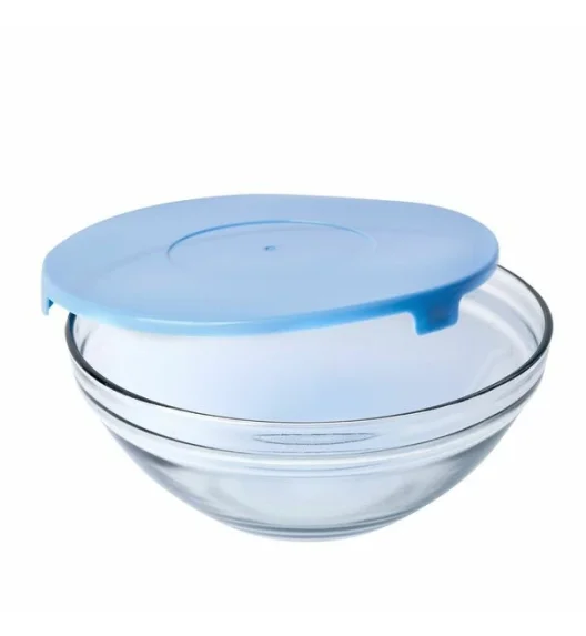 TADAR | ZESTAW 5 MISEK Z POKRYWKAMI 9/10.5/12.5/14/17CM NIEBIESKI / SZKŁO