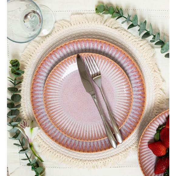 LUBIANA STONEWARE CERAMIKA | BLUSH | Serwis obiadowy 54 elementy dla 18 osób | kolor łososiowy