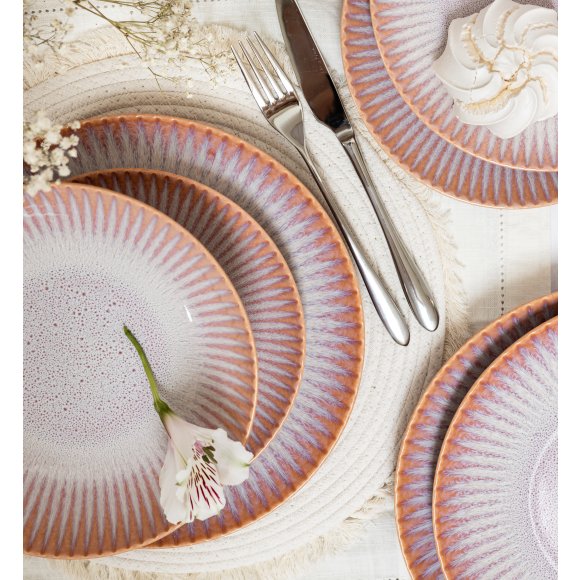 LUBIANA STONEWARE CERAMIKA | BLUSH | Serwis obiadowy 54 elementy dla 18 osób | kolor łososiowy