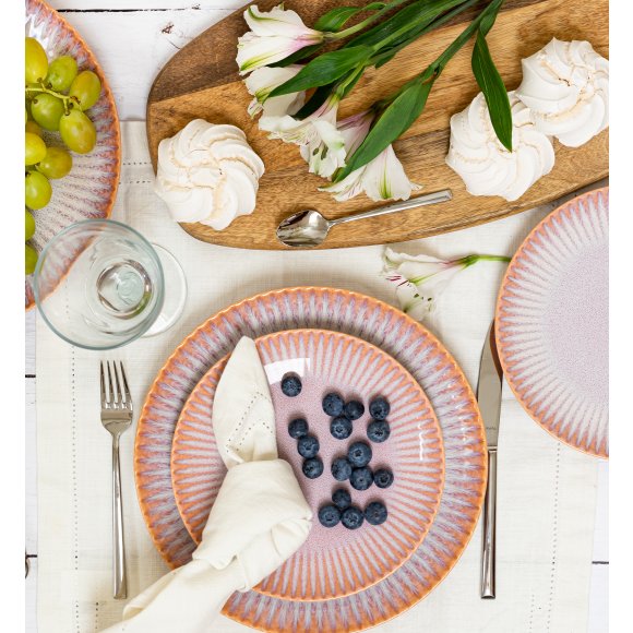 LUBIANA STONEWARE CERAMIKA | BLUSH | Serwis obiadowy 54 elementy dla 18 osób | kolor łososiowy