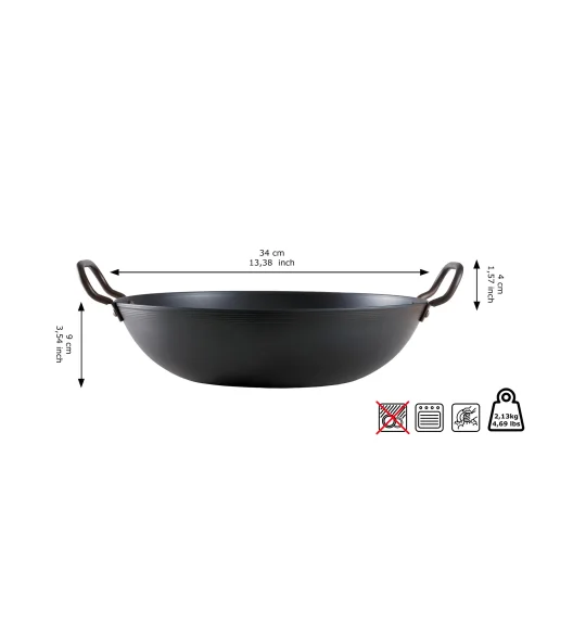 SKOTTSBERG | CARBON STEEL | Naczynie typu Wok 34cm STAL WĘGLOWA