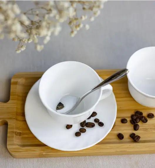 LUMINARC TRIANON Komplet 4 filiżanek 280 ml ze spodkami 16 cm | biały | szkło hartowane 