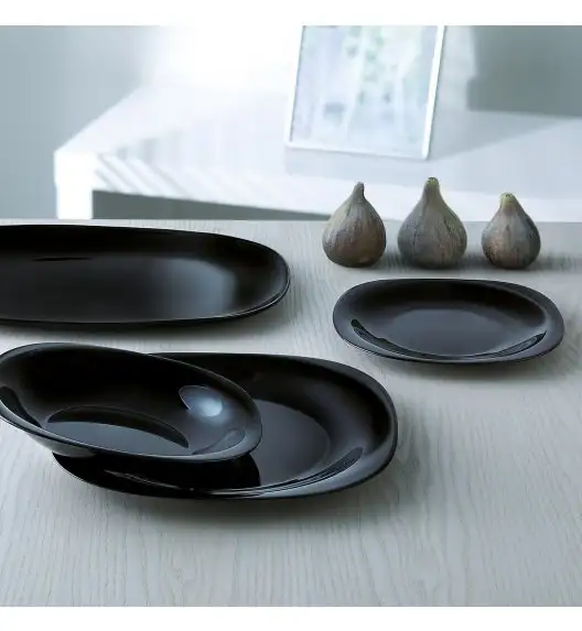 LUMINARC CARINE BLACK Talerz deserowy 19 cm | szkło hartowane | L9816