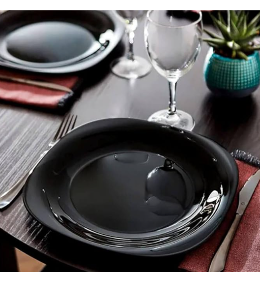 LUMINARC CARINE BLACK Talerz deserowy 19 cm | szkło hartowane | L9816
