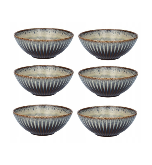 LUBIANA STONEWARE CERAMIKA / METEOR DESERT 6 SZT -  Salaterka 17 cm / odcień piaskowo-niebieski
