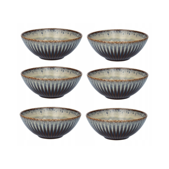 LUBIANA STONEWARE CERAMIKA / METEOR DESERT 6 SZT -  Salaterka 17 cm / odcień piaskowo-niebieski