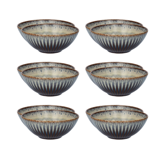 LUBIANA STONEWARE CERAMIKA / METEOR DESERT 12 SZT -  Salaterka 17 cm / odcień piaskowo-niebieski