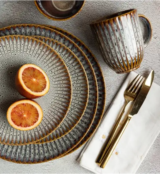 LUBIANA STONEWARE | METEOR DESERT / Talerz obiadowy 27 cm luz / odcień piaskowo - niebieski