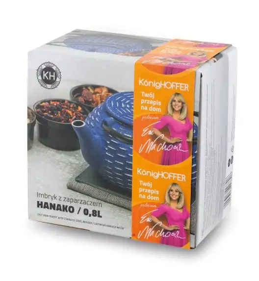 KONIGHOFFER IMBRYK ŻELIWNY HANAKO SILVER Z ZAPARZACZEM 0,8L GRANATOWY