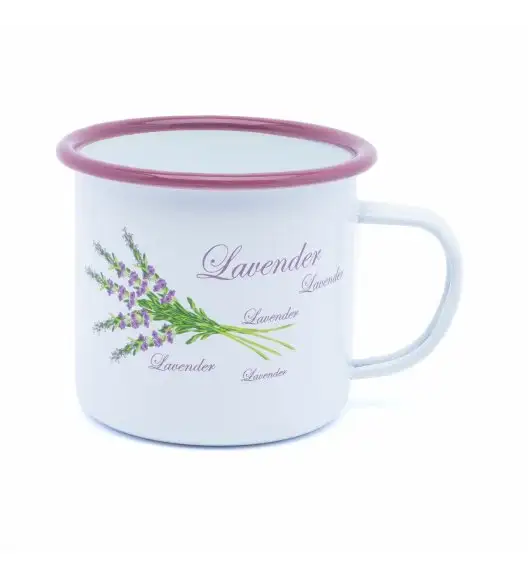 TADAR KUBEK EMALIOWANY BIAŁY 9CM 500ML LAWENDA