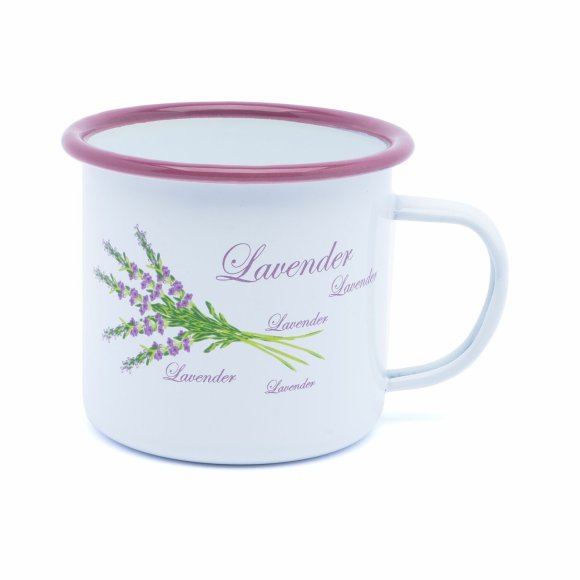 TADAR KUBEK EMALIOWANY BIAŁY 9CM 500ML LAWENDA