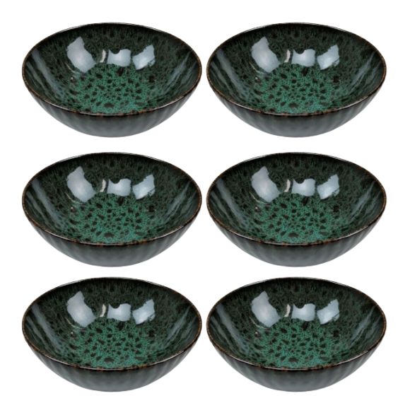 LUBIANA STONEWARE CERAMIKA / JADE ZIELONY / 6x Salaterka 17 cm / odcień zielonego