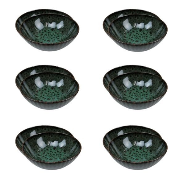 LUBIANA STONEWARE CERAMIKA / JADE ZIELONY / 12x Salaterka 17 cm / odcień zielonego