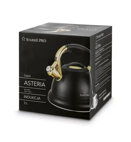 STARKE PRO CZAJNIK ASTERIA II 3L CZARNY MAT + ZŁOTE ELEMENTY INDUKCJA