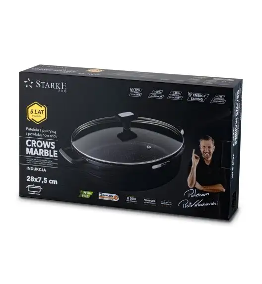 STARKE PRO CROWS MARBLE PATELNIA Z POKRYWĄ 28X7,5 CM